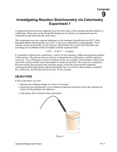 Experiment 1: Investigating Reaction Stoichiometry via Calorimetry