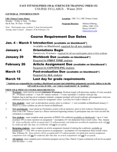 Workout Criteria - Eastern Washington University