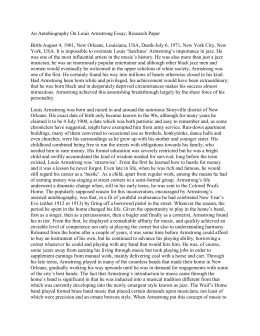 5 Paragraph Essay Topics For High School An Autobiography On Louis Armstrong Essay Research Paper Birth How To Use A Thesis Statement In An Essay also Essays About English Language The New Grove Dictionary Of Jazz Sample Apa Essay Paper