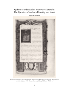 Quintus Curtius Rufus' Historiae Alexandri: The Question of