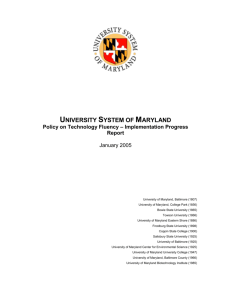 Implementation Progress Report - University System of Maryland