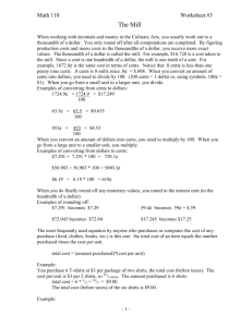 Worksheet #3 - WELCOME to the Online Math at South Seattle