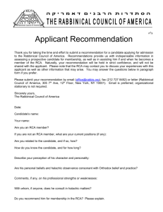 RCA's recommendation form - Rabbinical Council of America