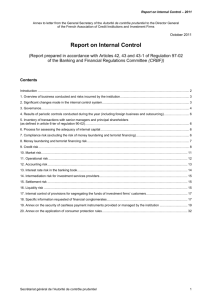 Report on Internal Control - L'Autorité de contrôle prudentiel et de