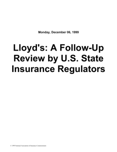Lloyd's: A Follow-Up Review by U.S. State Insurance Regulators