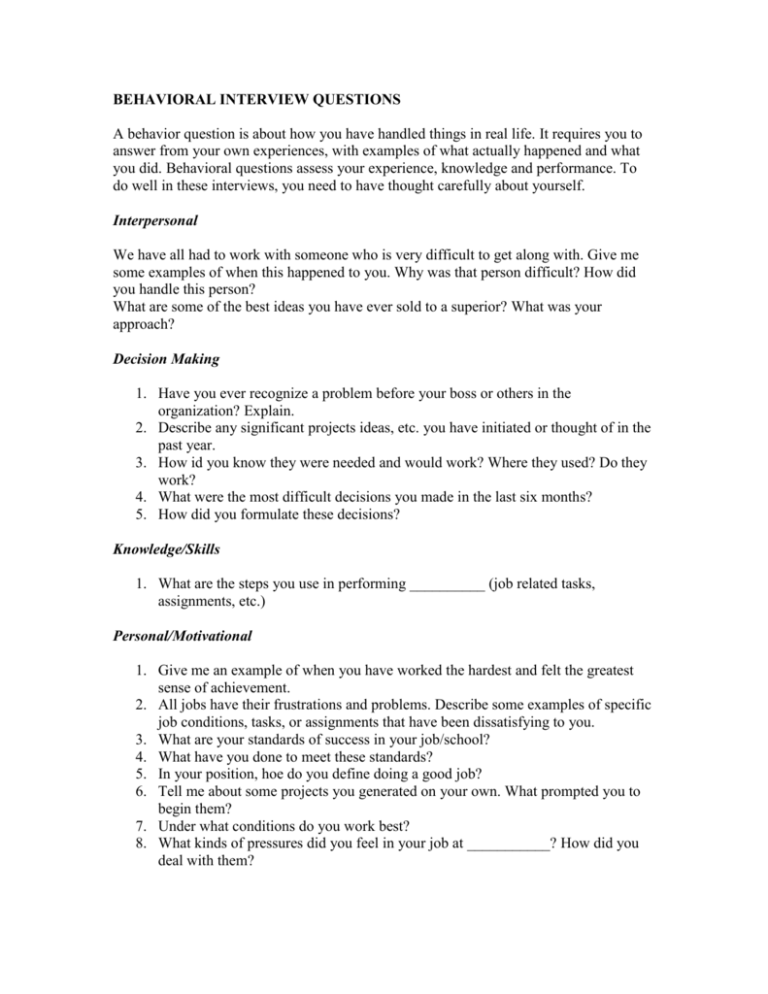 organizational behaviour interview assignment