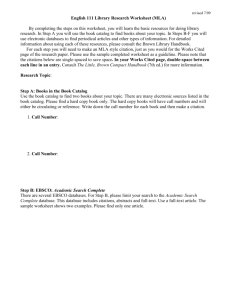 ENGLISH 111 LIBRARY RESEARCH WORKSHEET