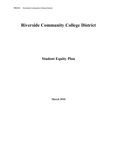 RCCD Student Equity Plan - Riverside Community College District