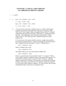 CHAPTER 7 : THE CAPITAL ASSET PRICING MODEL