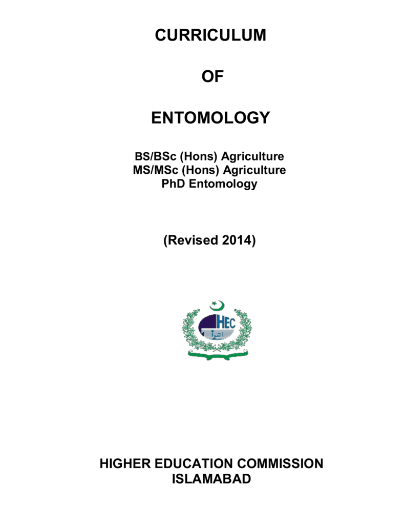 Curriculum Of Entomology Higher Education Commission