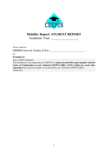 Mobility Report: STUDENT REPORT Academic Year: Please
