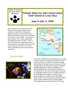 Primate Behavior and Conservation Field School in Costa Rica