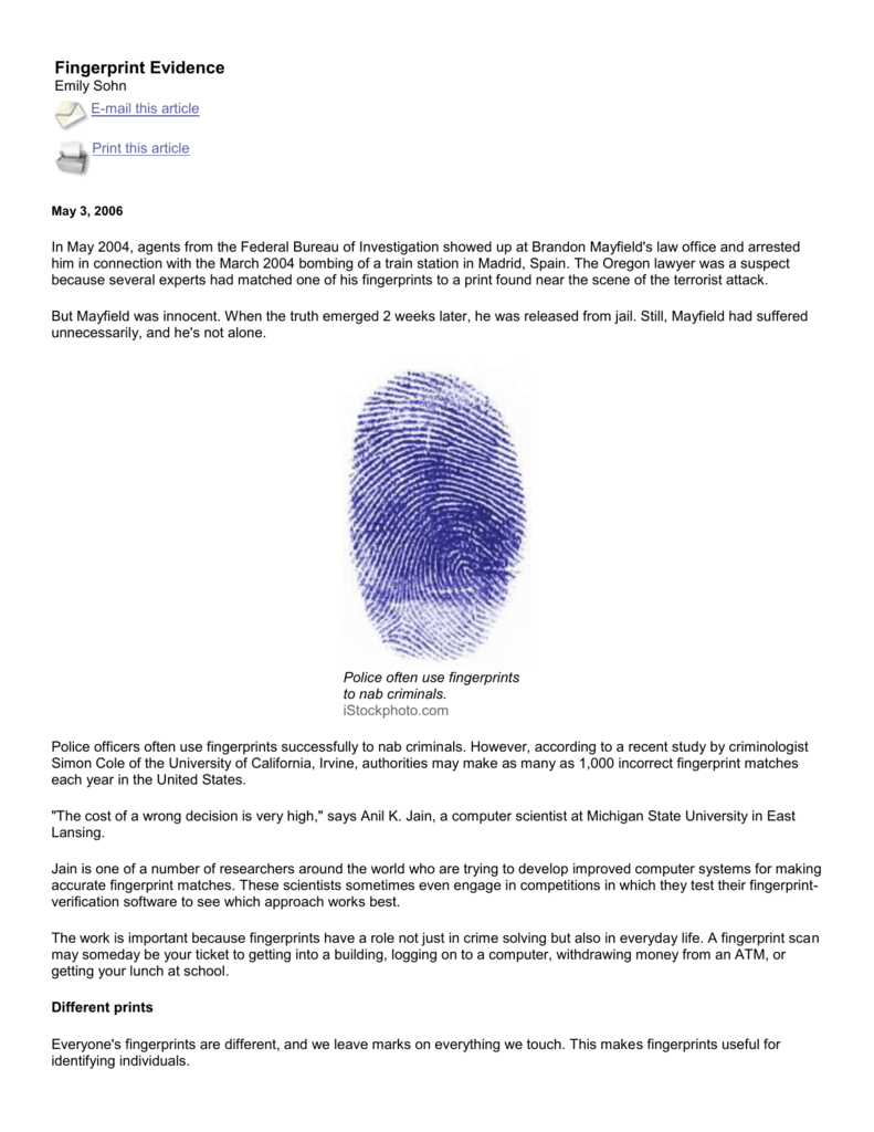 case study with fingerprint evidence