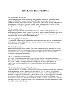 NCAA Summer Baseball Guidelines
