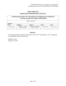 Agenda for the 5th P2030 TF 3 Architecture Telecon - IEEE