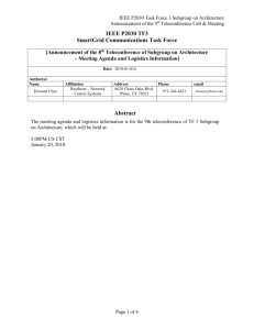 Agenda for the 5th P2030 TF 3 Architecture Telecon