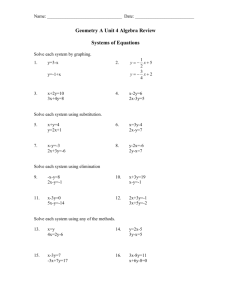 Unit 4 Algebra Review - Wallingford Public Schools