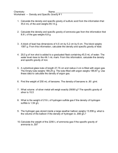 Density and Specific Gravity Worksheet