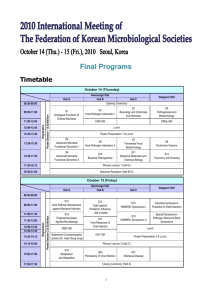 Final Programs Timetable Program Schedule Plenary Lectures