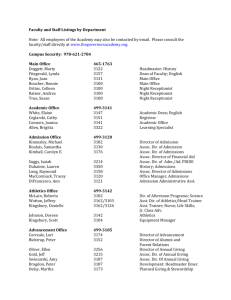 Faculty and Staff Listings by Department Note: All employees of the