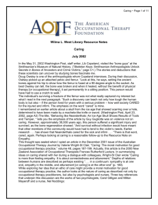 Caring ~ Page 1 of 11 Wilma L. West Library Resource Notes Caring