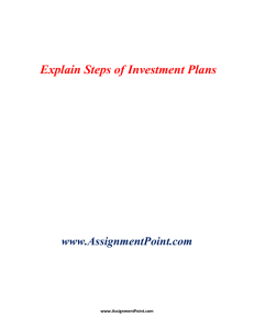 Explain Steps of Investment Plans www.AssignmentPoint.com Steps