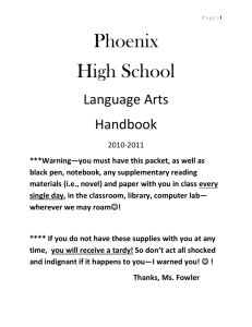 Page | 1 Phoenix High School Language Arts Handbook 2010