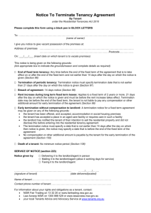 Sample notice to terminate tenancy agreement