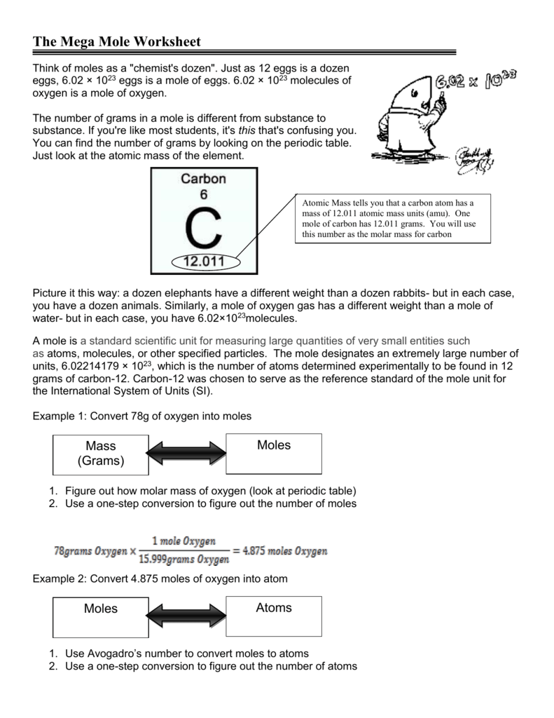 The Mega Mole Worksheet With Regard To Mole Worksheet 1