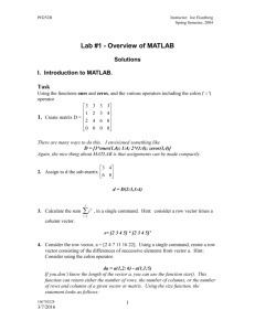 'intro' Introduction to MATLAB
