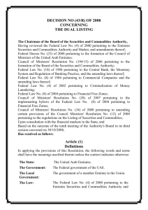 OF 2008 CONCERNING THE REGULATIONS AS TO Dual Listing