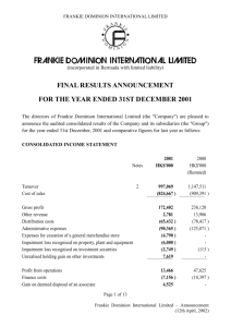 FRANKIEDOMINION - Results Announcement