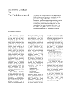 Disorderly Conduct vs. The First Amendment, by Kenneth E