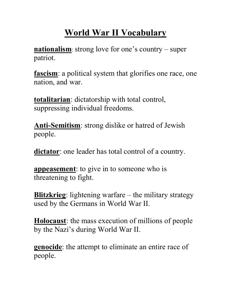 world-war-ii-vocabulary