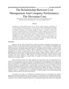 Cost management and company performance