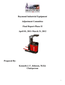 Raymond Industrial Equipment Adjustment Plant Closure Phase