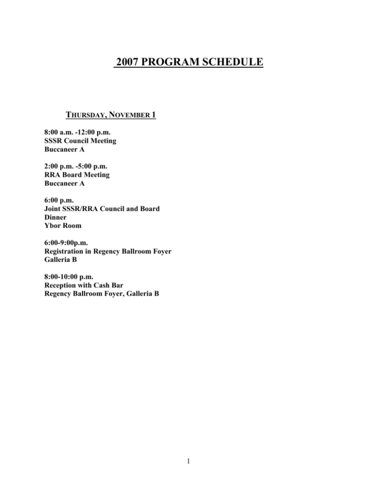 2007 Program Schedule Society For The Scientific Study Of Religion