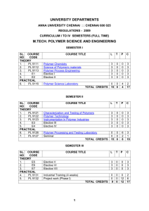 M.TECH. POLYMER TECHNOLOGY