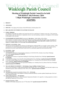 Meeting of Winkleigh Parish Council to be held THURSDAY 4th