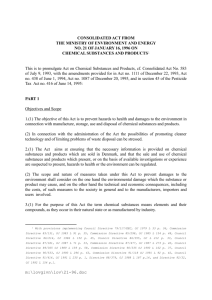 Consolidated Act on Chemical Substances and Products No. 21 of