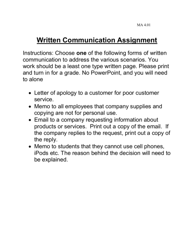 effective communication assignment example