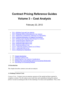 Cost Analysis – Vol. 3 – 02.22.2012