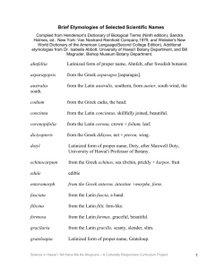 Brief Etymologies of Selected Scientific Names