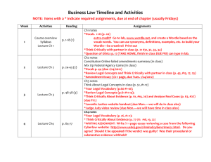 Business Law Timeline and Activities NOTE: items with a * indicate