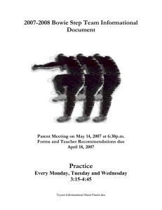 Step Team Tryout Informational Sheet