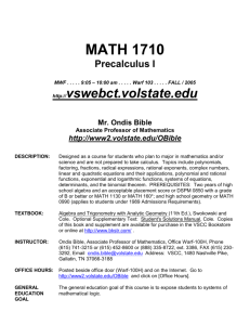 MAT 162 - Volunteer State Community College