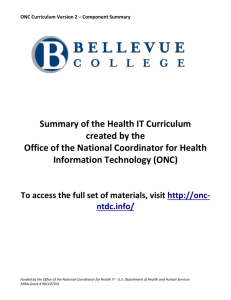 ONC Curriculum Version 2 – Component Summary Summary of the