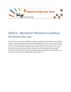 WINDOWS CARDSPACE™ VIRTUAL LAB