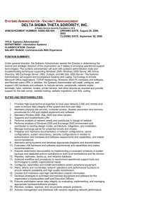 systems administrator - vacancy announcement