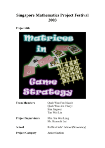 Matrices in Game Strategy - Singapore Mathematical Society